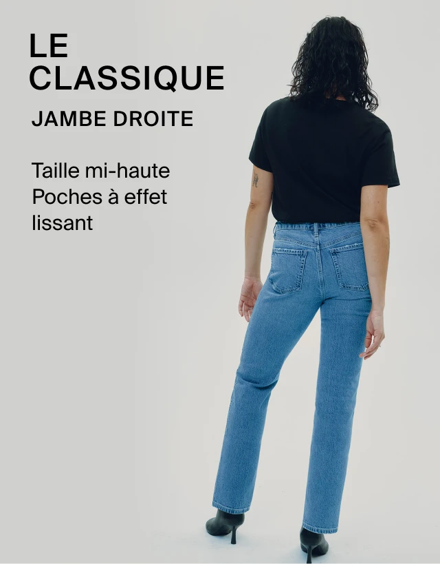 Le Classique -Jambe droit -Taille mi-haut -Poches à effet lissant